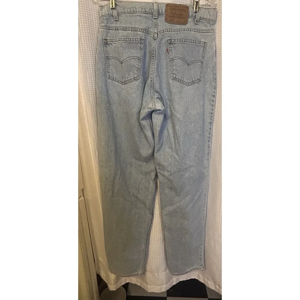 Levis 550 Jeans Mens 32x36 Relaxed Fit Light Wash Blue Denim Orange Tab USA VTG
